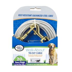 Four Paws Walk About Tie Out Cable Heavy Weight for Dogs up to 100 lbs (Option: 20' Long)