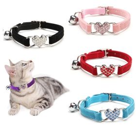 Pet Collar Adjustable Soft Collar With Bell For Dogs Kitten Cats (Color: Black)